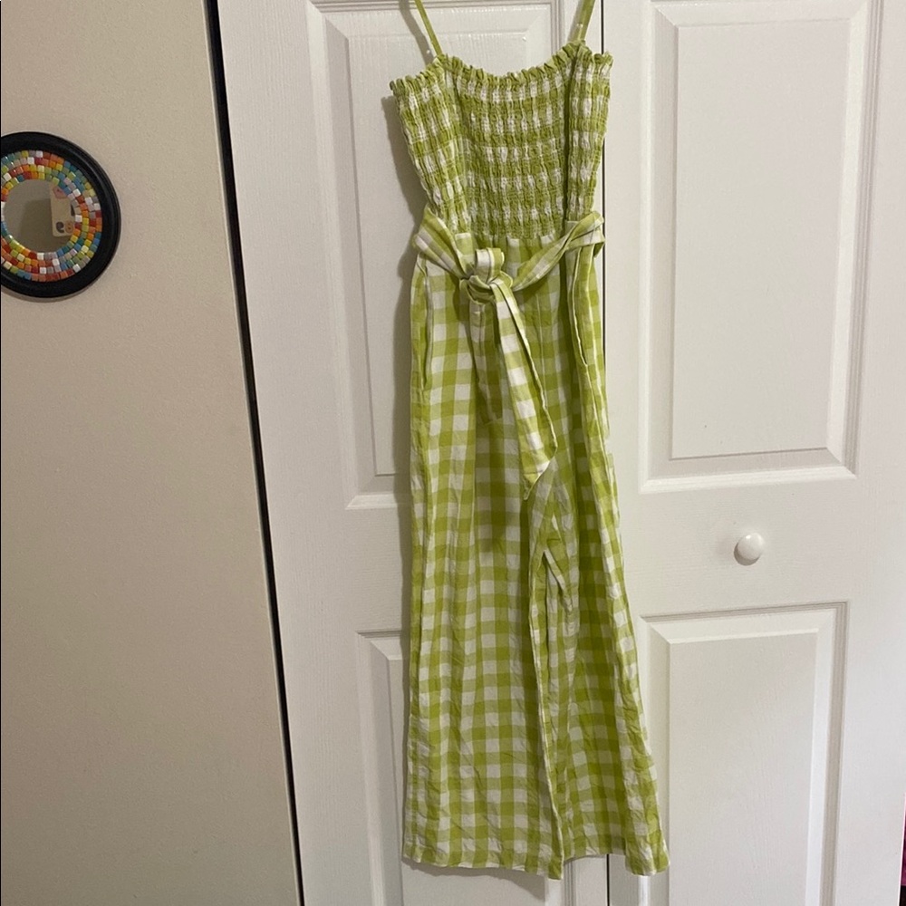 House of Harlow 1960 Green Gingham Jumpsuit